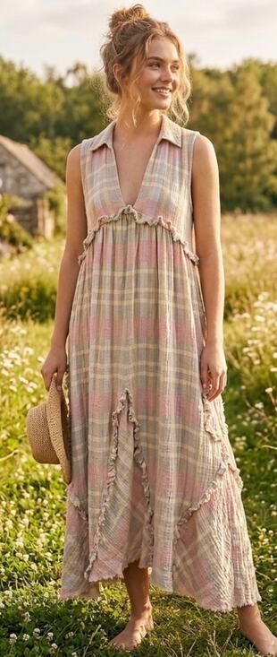 Free People Dresses & Skirts - Free People "Kirby Plaid Ruffles" Dress